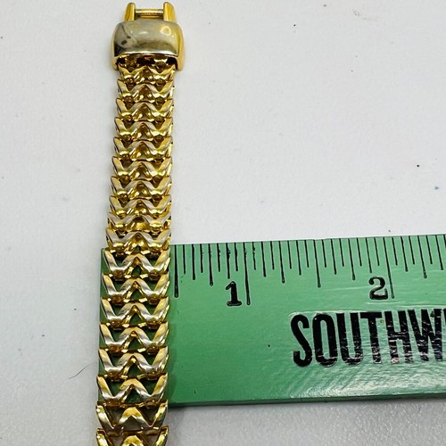 Vintage Bracelet Gold Tone Open Bold Specialty Links 1980s Chain 8 inches - Picture 11 of 11