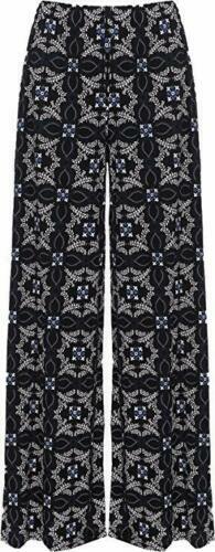 Neu Damen Blumenmuster Paisley-Druck Hose breites Bein baggy ausgestellte Sommerhose Palazzo - Bild 2 von 28