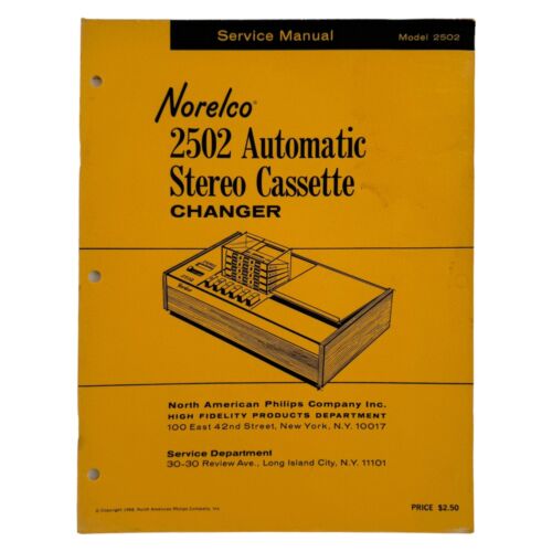 Norelco Automatic Cassette Changer Model 2502 Service Manual ORIGINAL ..