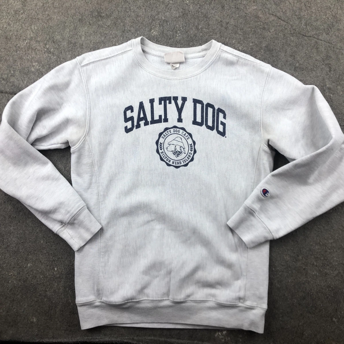Champion Sweatshirt Boys Large Gray Salty Dog Reverse Weave Youth Fleece Kids