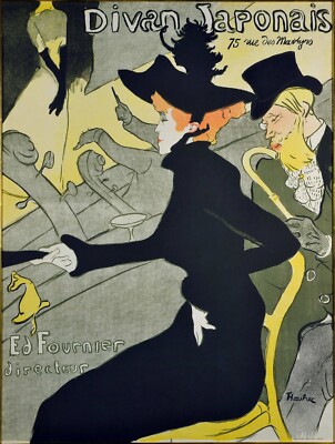 Divan Japonais  - Vintage Framed Print - Art nouveau deco Canvas - (36'' x 24'')