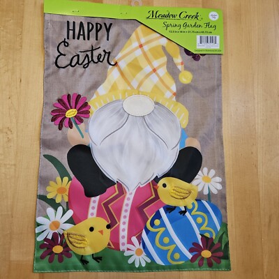 Meadow Creek Spring Garden Flag Happy Easter Gnome 