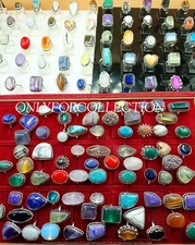Multistone Mix Gemstone 925 Sterling Silver Plated Wholesale Lot Rings Jewelry