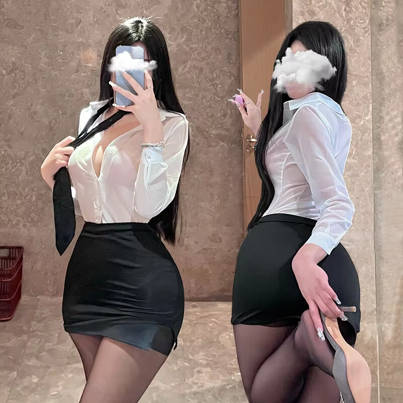 Sexy Cosplay Disfraces de Secretaria Para Mujer Corbata Top Minifalda Lencería Conjunto Juego de Rol