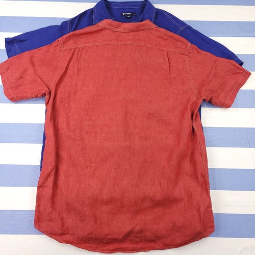 Daniel Cremieux Shirt Bundle Mens Large Red Blue Linen Short Sleeve Resort Beach - Picture 5 of 13