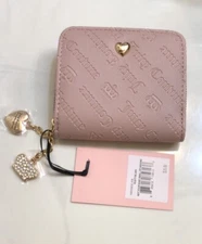 Juicy Couture Dusty Blush Not Your Babe Small ZA Wallet Zipper Pull Charms NWT