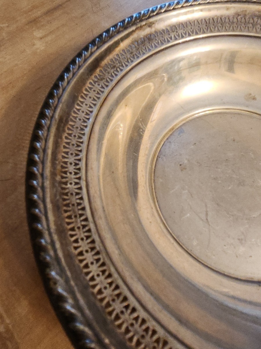Antique La Pierre Sterling Silver 162g Pierced Bowl Dish Spiral