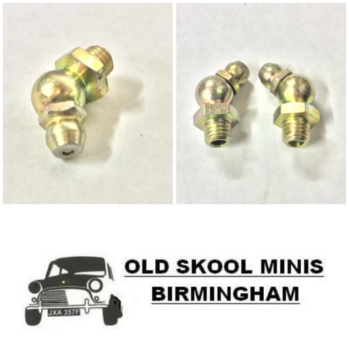 CLASSIC MINI GREASE NIPPLE 45 DEGREE PAIR UHN445 ANGLED TOP ARM REAR RADIUS AJ3