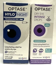 Optase HYLO Night Eye Ointment & Optase Dry Eye Intense Drops Exp:03/28 & 05/27