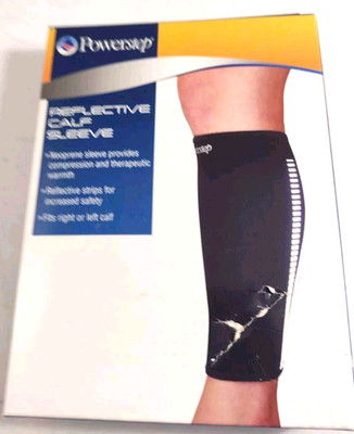 Neoprene Powerstep Slip-On Calf Sleeve with Reflective Strips Large 