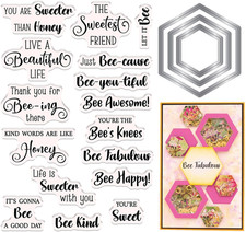 Honey Bee Sentiment Clear Stamps and Metal Cutting Dies Sets for Card Making DIY