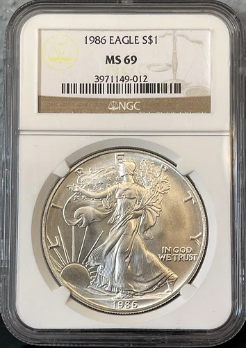 1986 American Silver Eagle NGC MS69 - First Year of Issue