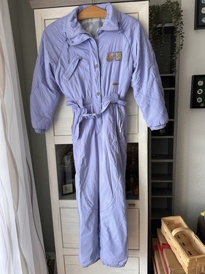80er Jahre Original Vintage Damen-Ski-Overall von Hibernia, Größe 40 Lilafarben