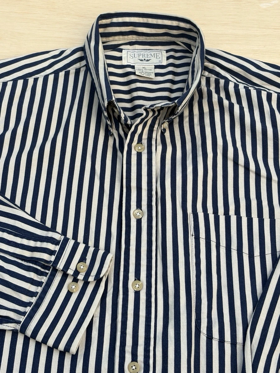 Supreme Long Sleeve Striped Casual Button-Down Shirts for Men for
