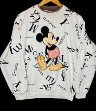 Vintage Mickey Mouse Sweatshirt AOP Disney Cartoon 80s 90s Sz S/M