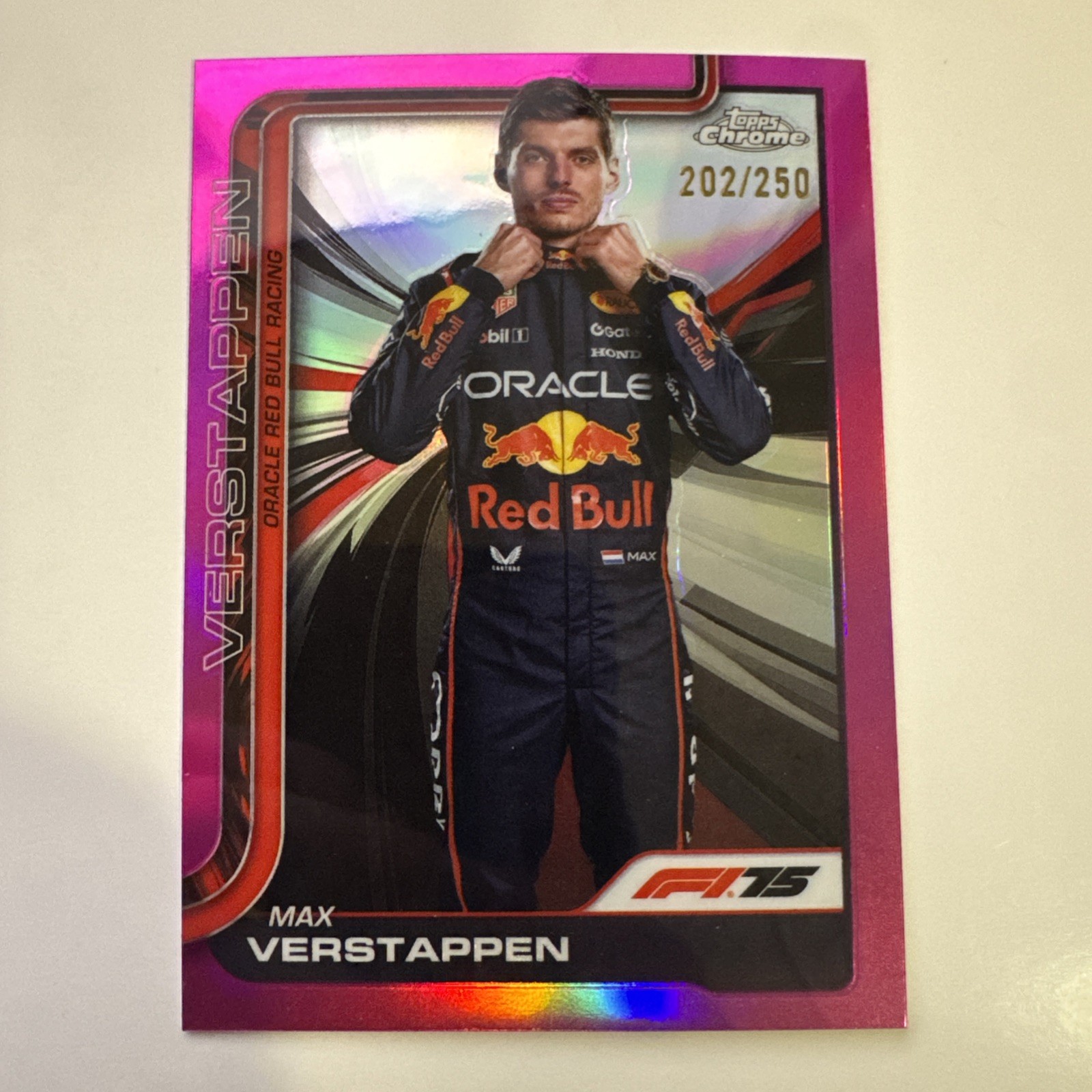 2025 Topps Chrome Formula 1 F1 Max Verstappen Portrait Pink Refractor /250 #1