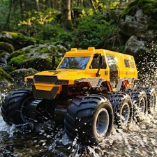 1:12 Scale Amphibious Remote Control Car 8WD All Terrain Waterproof Toy Yellow