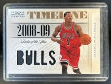 2009-10 National Treasures Derrick Rose Timeline Team Nicknames Jersey #/99