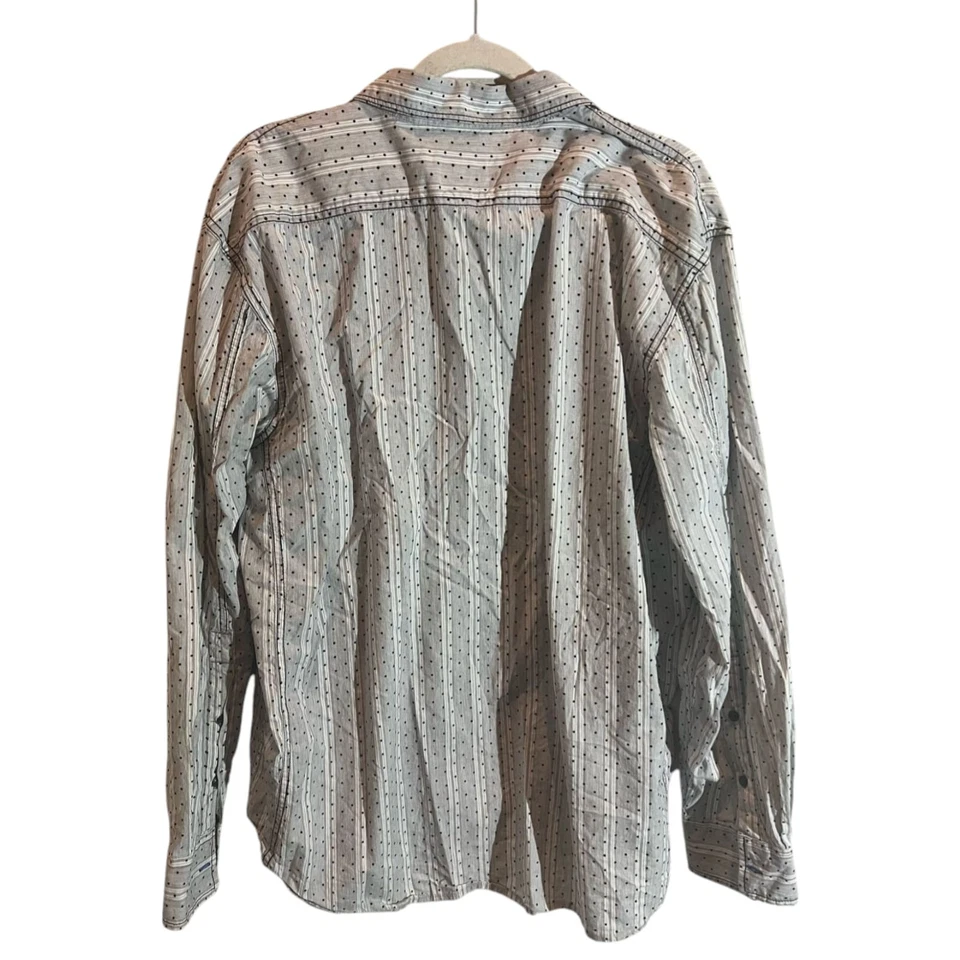 Camisa vintage Italia c. 1958 abotonada manga larga lunares gris para hombre talla 2XL Foto 2 de 4