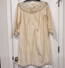 Vintage Barbizon Feathaire Nightgown Small Ivory Lace Floral Embroidered