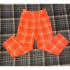 Topshop Pink Plaid High Rise Pleated Straight Leg Trousers Size US 2