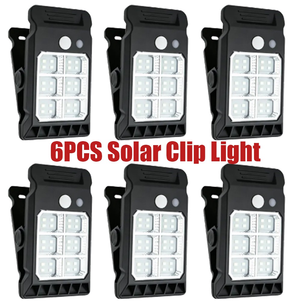6 Pack Clip on Solar Lights Outdoor, 24 LED Solar Motion Sensor Clamp on Light