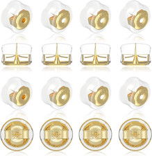 18K Gold Secure Earring Backs for Studs, 925 Silver Silicone Hypoallergenic Soft