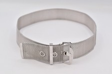 Vintage Silver Tone Metal Mesh Belt Wide Woven Chain Chunky Buckle 27 28 29 80s
