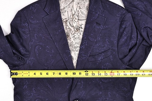 Etro Superleggera New Jersey Cotton Paisley Navy Blazer 52 / 41 US Italy - Picture 12 of 15