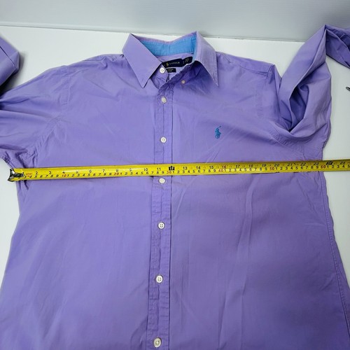 Ralph Lauren camicia uomo viola con bottoni manica lunga taglia large leggi - Foto 5 di 9