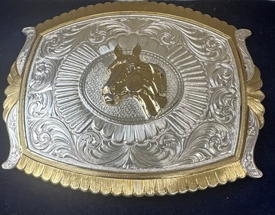 Montana Silversmiths Belt Buckle HORSE Gold Tone  display picture 1