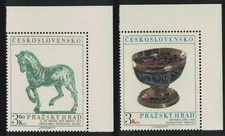 Prague Castle 13th series Horse Sculpture Onyx Cup 2v Czechoslovakia 1977