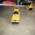 Tonka Pressed Steel Yellow Truck with Trailer and Snowmobiles Black Details