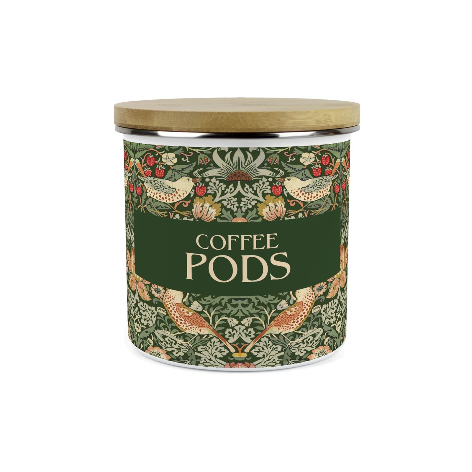 Purely Home Green Strawberry Thief Large Kitchen Storage Canister - Green / Large - Image 2