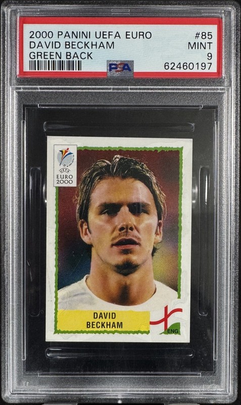 David Beckham 2000 Panini UEFA Euro #85 *Green Back* England Sticker PSA 9