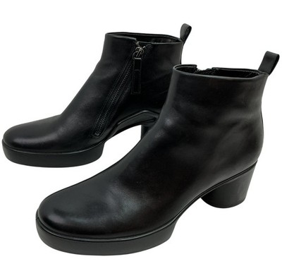 Ecco Shape Sculpted Motion 35 Leather Zip Ankle Boots Womens 9-9.5 Black NEW
