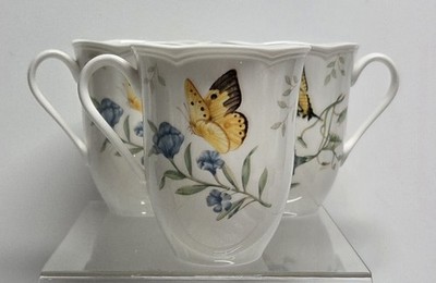 Lenox Butterfly Meadow Monarch (2) Swallowtail (1) Set of 3 Coffee Tea Mug Cups