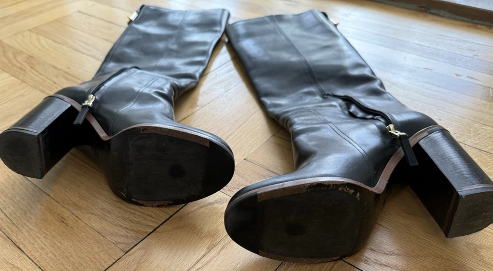 $1550 全新 100% 正品 Fendi 过膝黑色皮靴 尺寸 39 9 — 第 4/4 张图片