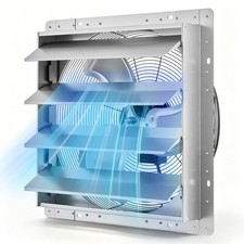 VEVOR 20 Inch Shutter Exhaust Fan Wall Mounted Automatic Louvers Silver Steel