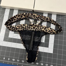 VTG Fredericks Of Hollywood Panties Size L Leopard Sheer Front Bikini Thong New
