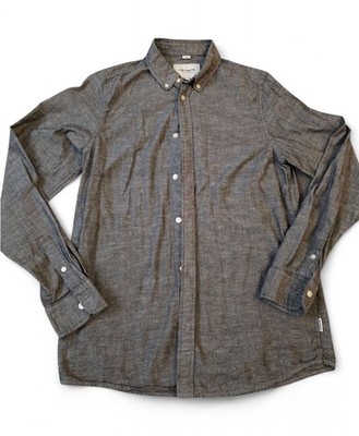 HERREN CARHARTT KYOTO HEMD SCHWARZ STEINGRAU 100% BAUMWOLLE GR. M SLIM