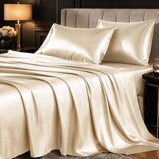 CozyLux Satin Sheets Queen, 4-Piece 14-Inch Deep Pocket Sheet Set