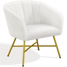 Modern Boucle Barrel Chair Accent Armchair with Backrest Armrest for Living Room