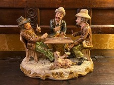 Rare Large Capodimonte Porcelain Figure Group, THE CARD PLAYERS, hand painted.