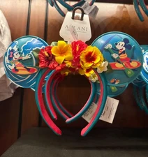 Disney Aulani Minnie, Mickey, Daisy, Donald Surfing And Paddleboard Ears 