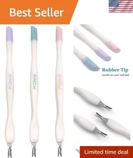 Portable Cuticle Tool Set: 3 Gentle Pushers with Colorful Tips for Nail Art