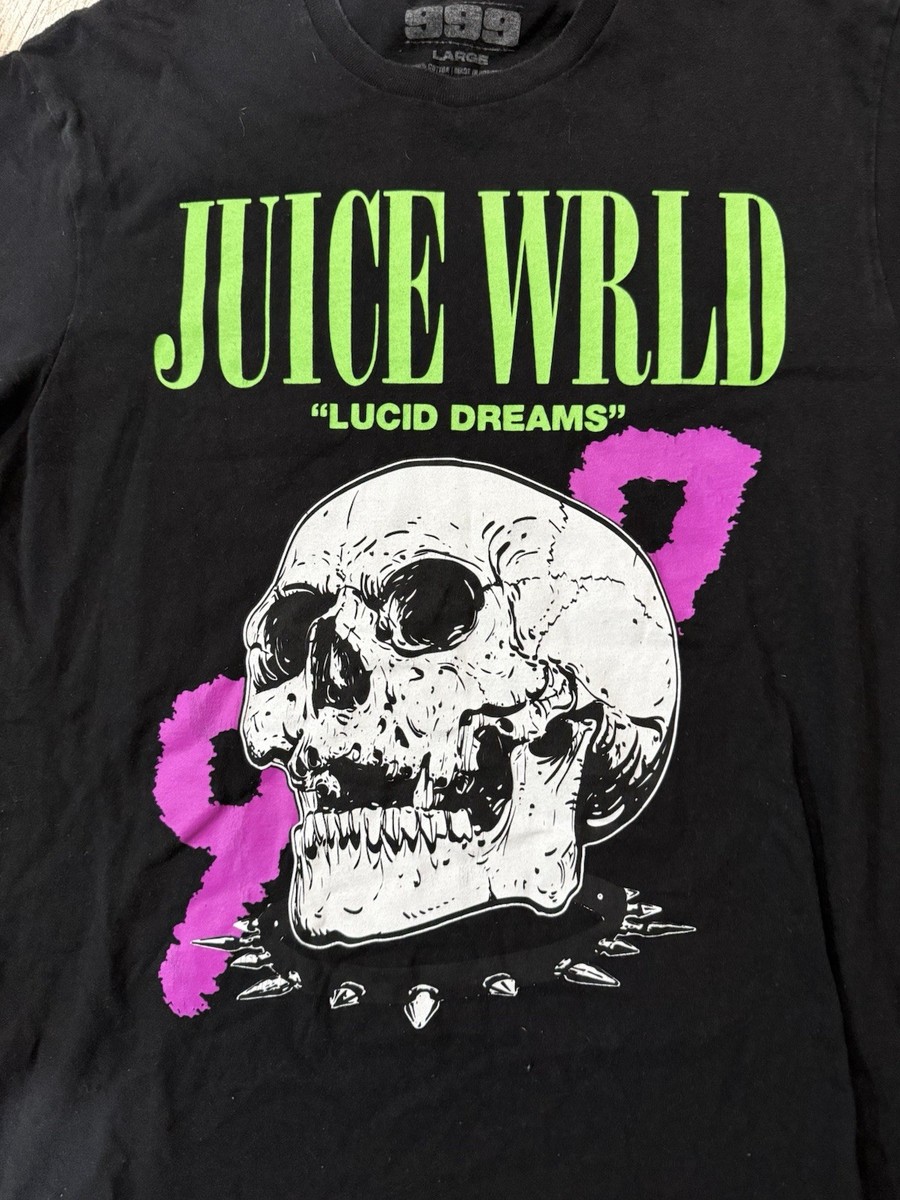 Juice WRLD Lucid Dreams 999 Hiphop Rap Merch Black Skull Graphic T-shirt Size L View 2