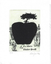 CARLA FUSI: Exlibris für Dieter Broll, Apfel, Sündenfall, Tell