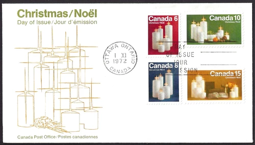🍁Canada   #606 - 609  "CHRISTMAS CANDLES"   Brand New  1972  First Day Cover