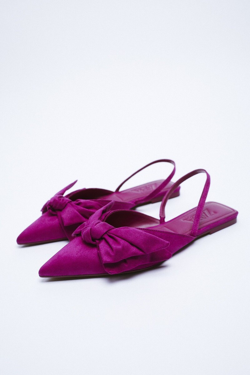 Sheer Gather Flatshoes37新品未使用 Zara Woman Flat Shoes With Bow Fuchsia 2564/810 Sz 7.5 | eBay
